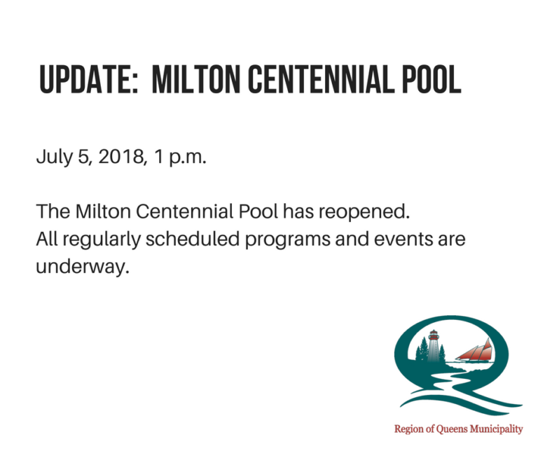 Pool reopened Milton Centennial July 5