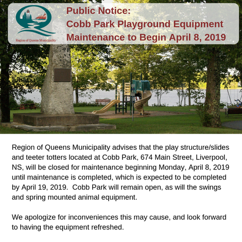 Public Notice Cobb Park Playground Equipment Maintenance