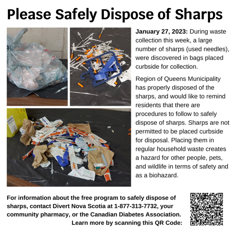 safe sharpssharps safely contact Divert Nova Scotia at 1 877 313 7732 your community pharmacy or the Canadian Diabetes Association. Learn more by scanning this QR Code1