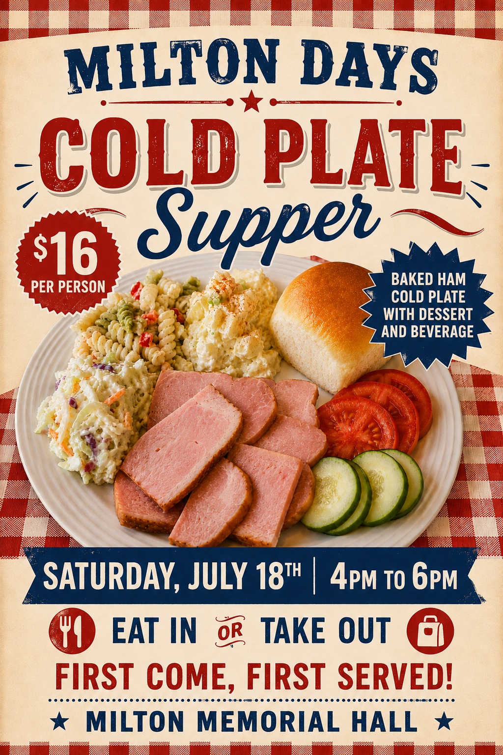 Milton Days Cold Plate Supper