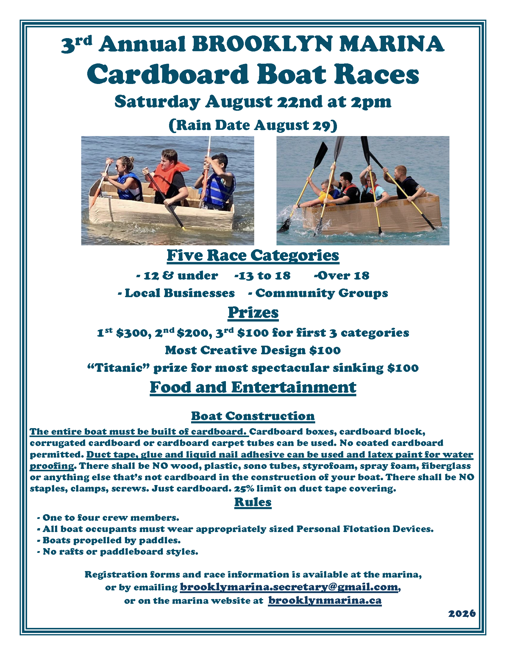3rd Annual BROOKLYN MARINA Cardboard Boat Races